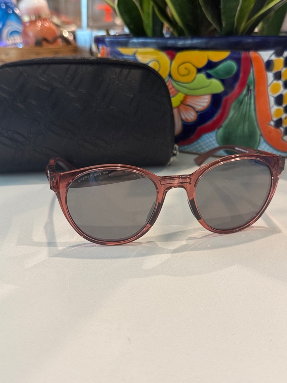 Women's Pink Round Oakley prizm Sunglasses - Transparent Rose Frame